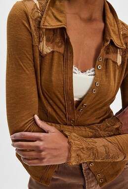 Free People Rosebud Cuff Top | Tobacco | Size S